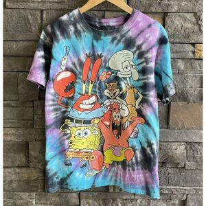 Nickelodeon Spongebob Squarepants Blue And Purple Tie Dye‎ T Shirt Size Small